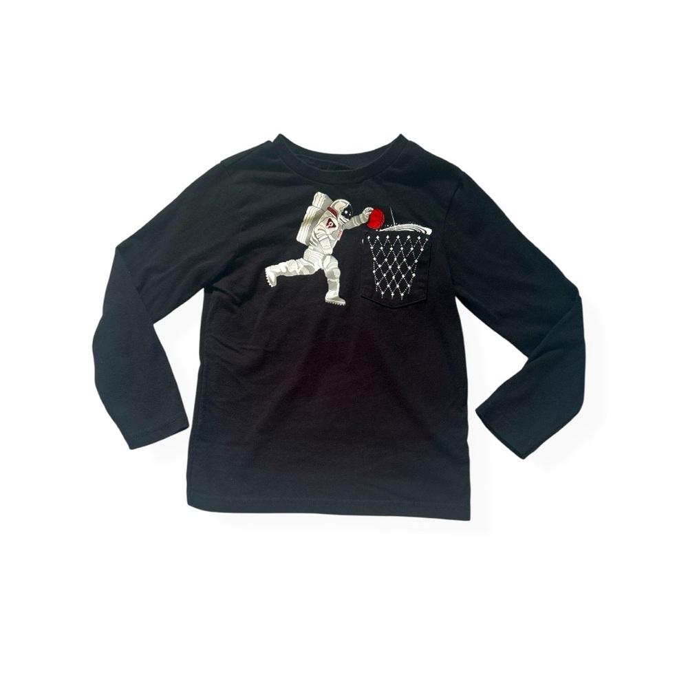 365 KIDS Black/White Astronaut Basketball Long-Sleeve Tee